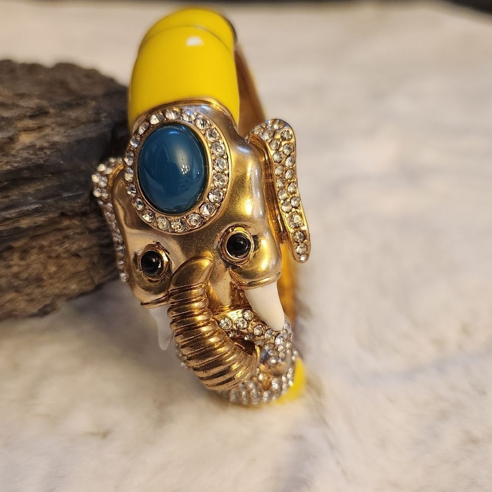 NWOT J Crew yellow enamel elephant bracelet